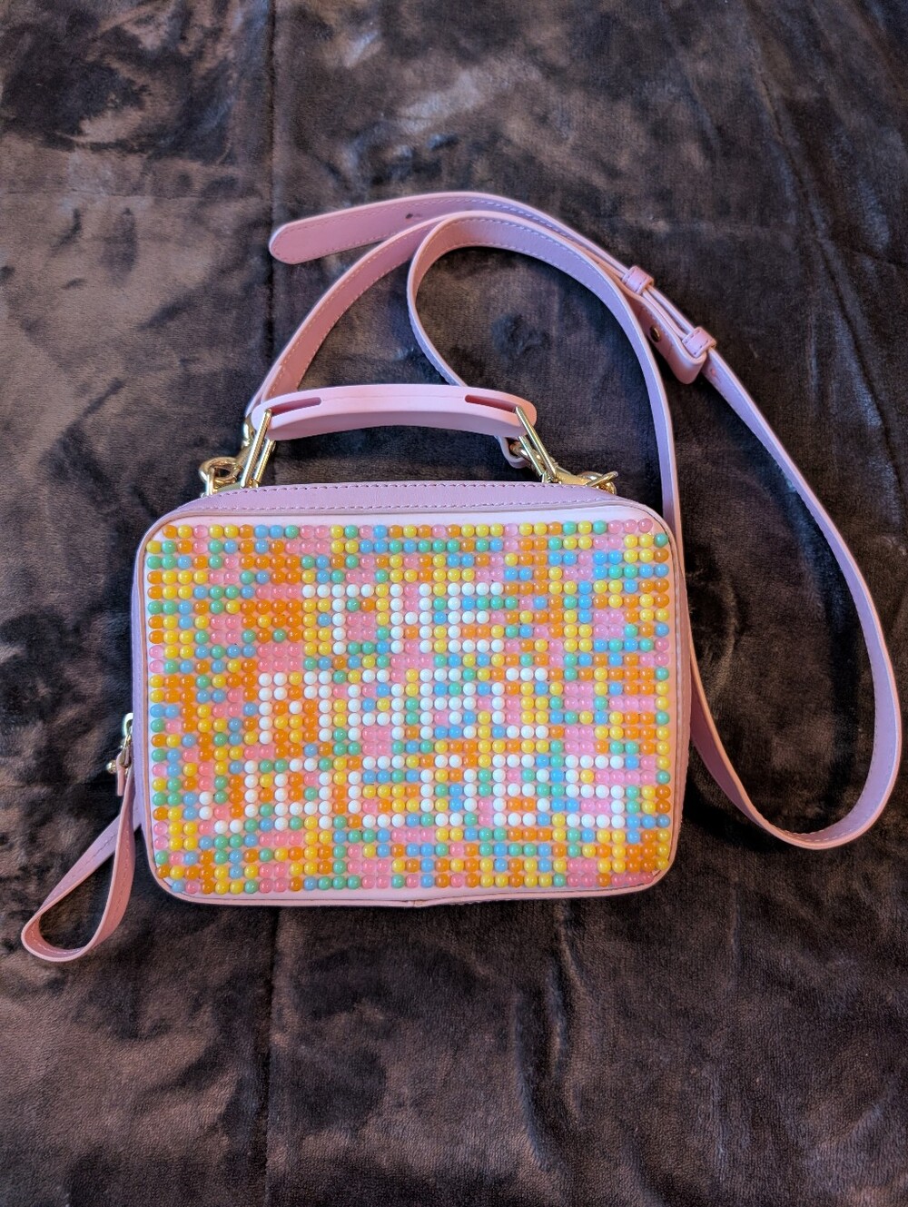 Marc Jacobs Jelly Bean Box  Crossbody Camera Bag with Colorful Beaded Front